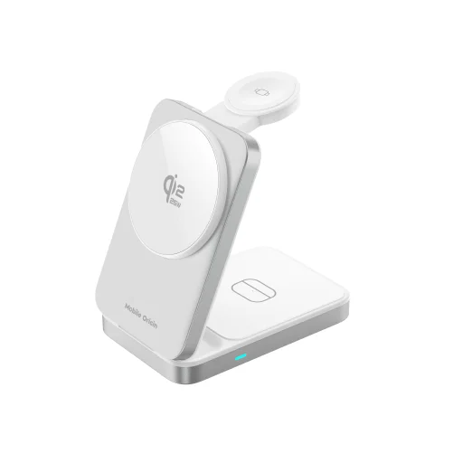 Mobile Origin PW35 skladací nabíjací stojan 3 v 1 Qi2 25 W, strieborný, kompatibilný s MagSafe - 2
