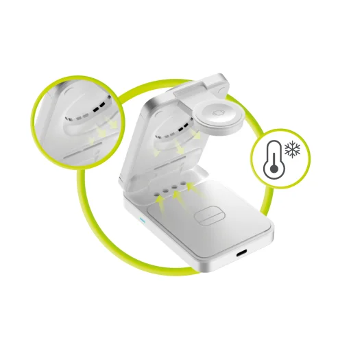 Mobile Origin PW35 skladací nabíjací stojan 3 v 1 Qi2 25 W, strieborný, kompatibilný s MagSafe - 17