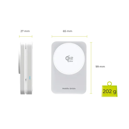 Mobile Origin PW35 skladací nabíjací stojan 3 v 1 Qi2 25 W, strieborný, kompatibilný s MagSafe - 18