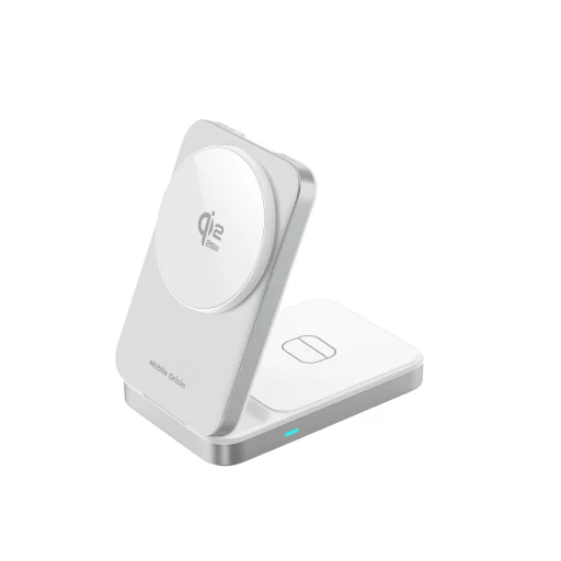Mobile Origin PW35 skladací nabíjací stojan 3 v 1 Qi2 25 W, strieborný, kompatibilný s MagSafe - 4
