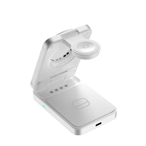 Mobile Origin PW35 skladací nabíjací stojan 3 v 1 Qi2 25 W, strieborný, kompatibilný s MagSafe - 5