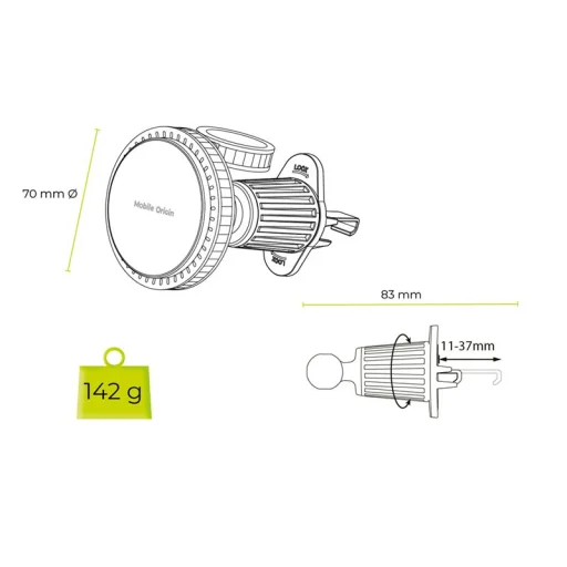 Mobile Origin CA18 bezdrôtová autonabíjačka do ventilačnej mriežky s kompatibilitou pre Apple Watch a iPhone MagSafe - 10