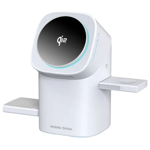 Mobile Origin PW11 Qi2 3 v 1 bezdrôtová nabíjacia stanica, biela - 7
