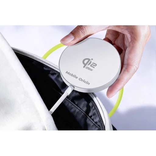Mobile Origin Qi2 25 W magnetická bezdrôtová nabíjacia podložka PW29, bielo-strieborná - 9