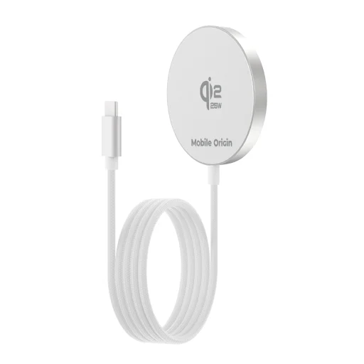 Mobile Origin Qi2 25 W magnetická bezdrôtová nabíjacia podložka PW29, bielo-strieborná - 2