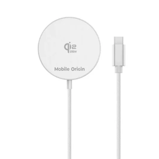 Mobile Origin Qi2 25 W magnetická bezdrôtová nabíjacia podložka PW29, bielo-strieborná - 4