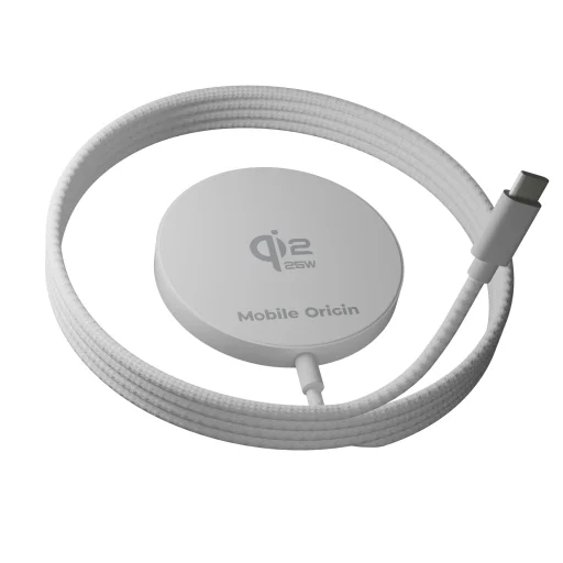 Mobile Origin Qi2 25 W magnetická bezdrôtová nabíjacia podložka PW29, bielo-strieborná - 5