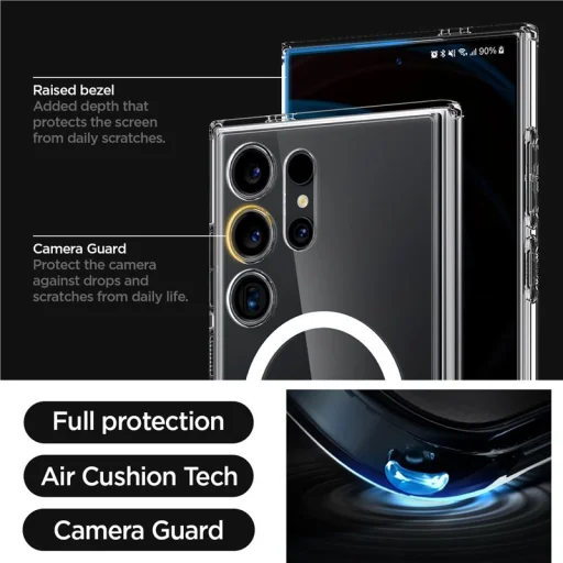 Spigen Ultra Hybrid OneTap Metal Ring MagSafe puzdro pre Samsung Galaxy S24 Ultra, biele - 6