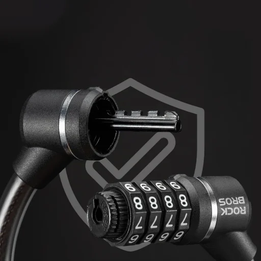Rockbros 87639-4 zámok na bicykel na kód s oceľovým lankom, čierny - 4