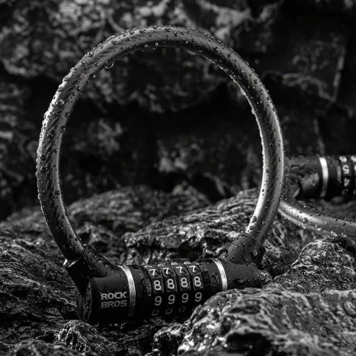 Rockbros 87639-4 zámok na bicykel na kód s oceľovým lankom, čierny - 5