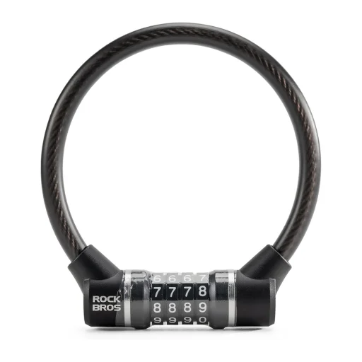 Rockbros 87639-4 zámok na bicykel na kód s oceľovým lankom, čierny - 1
