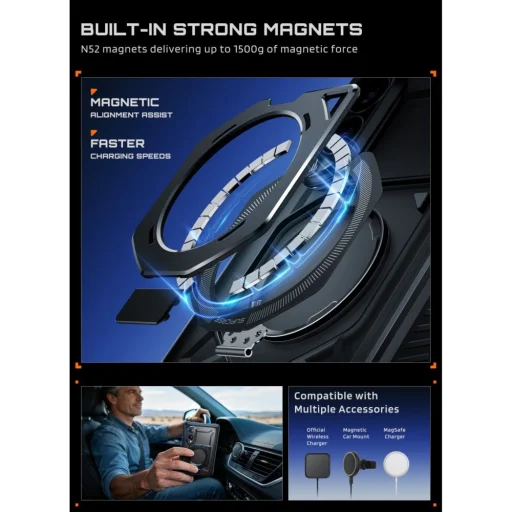 Supcase UB Grip Mag MagSafe pancierové puzdro pre Samsung Galaxy Z Fold 8, čierne - 6