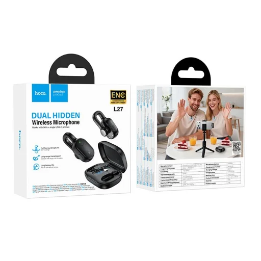 Hoco L27 bezdrôtový klopový mikrofón USB-C čierny - 9