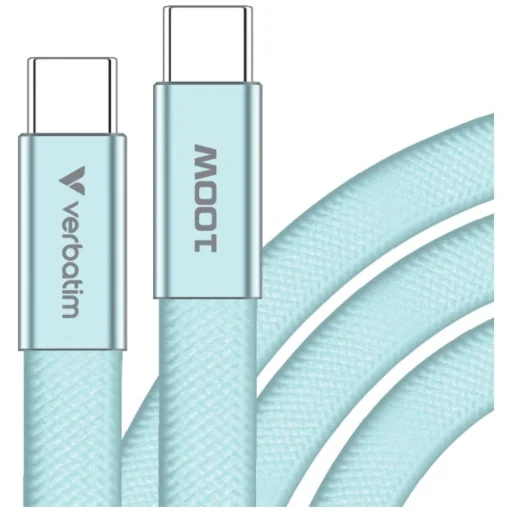 Verbatim Sync & Charge SoftTouch USB-C – USB-C kábel 100 W PD3.0 120 cm modrý 30276 - 2