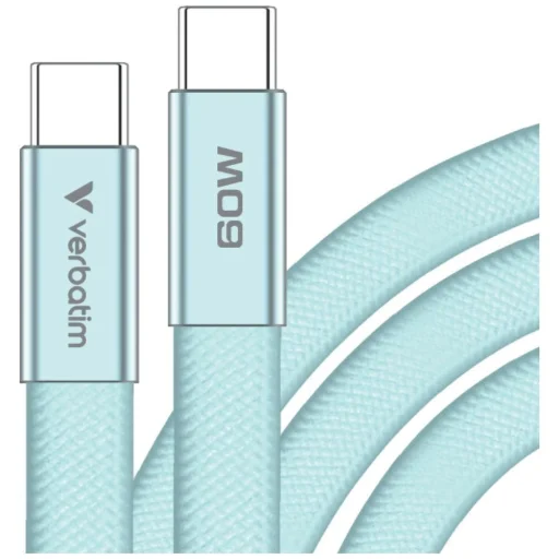 Verbatim Sync & Charge SoftTouch USB-C – USB-C kábel, 60 W PD3.0, 120 cm, modrý, 30273 - 2