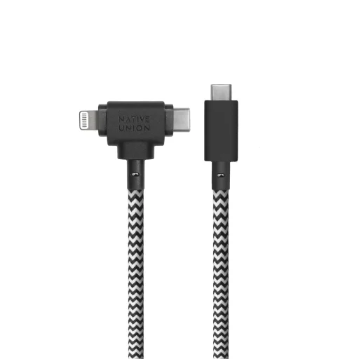 Native Union Belt univerzálny kábel USB-C – Lightning/USB-C, 1,5m, vzor zebra - 2