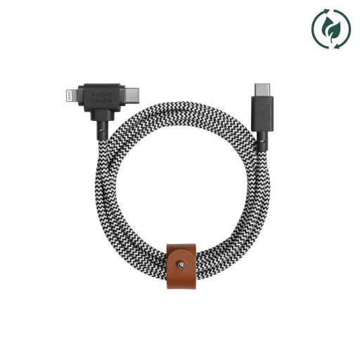 Native Union Belt univerzálny kábel USB-C – Lightning/USB-C, 1,5m, vzor zebra - 3