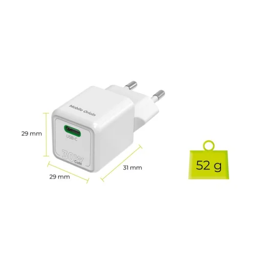 Mobile Origin PW23 30W mini USB-C sieťová nabíjačka, biela - 2