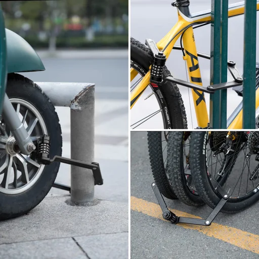 Rockbros LFCXR0085 skladací zámok na bicykel s číselnou kombináciou, čierny - 4