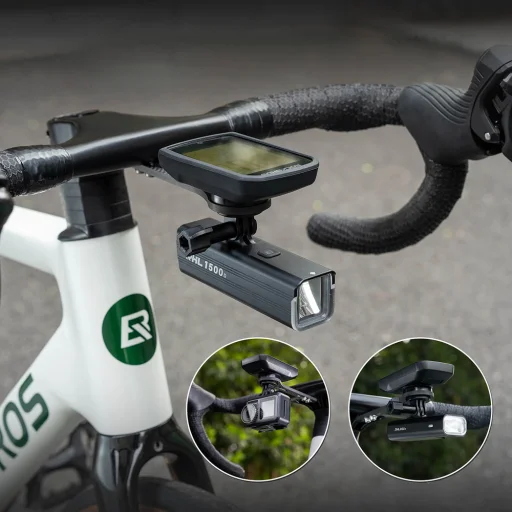 Karbónový držiak na cyklopočítač Rockbros FK-307W čierny - 4