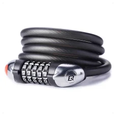 Rockbros RKS531 5-miestny kódový zámok na bicykel s oceľovým lankom, 120 cm, s LED osvetlením, čierny