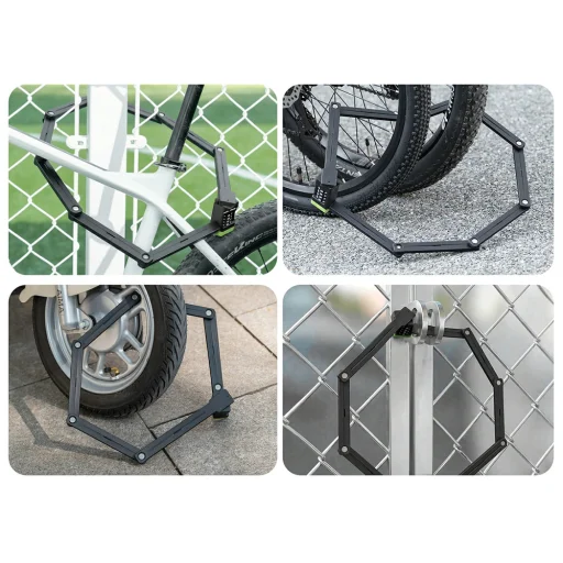 Rockbros 829 skladací kódový zámok na bicykel čierno-zelený - 6