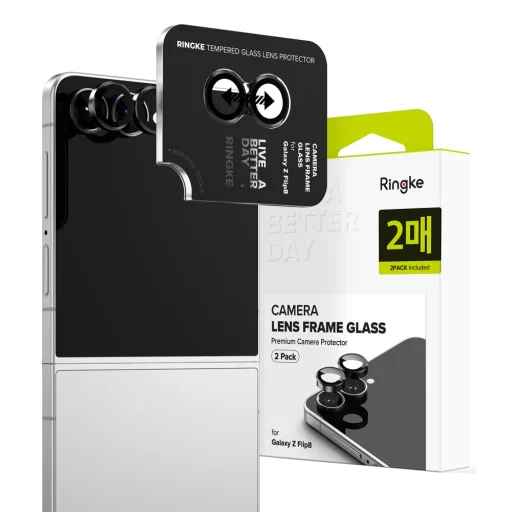 Ringke Camera Frame Protector ochranné sklo na kameru pre Galaxy Z Flip 8, čierne, 2 ks - 1
