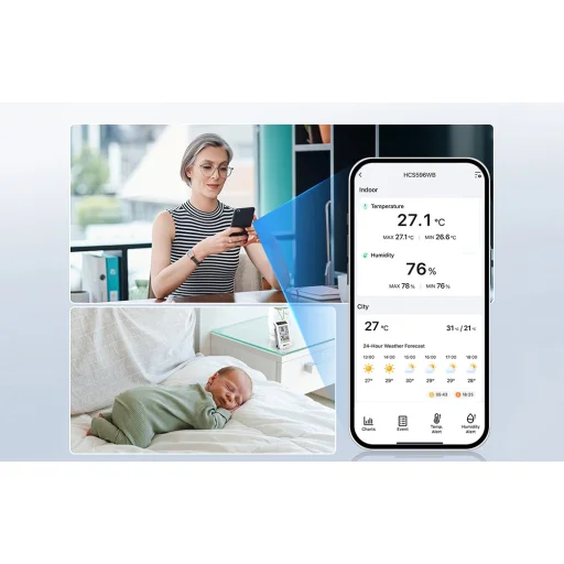 Rainpoint HCS596WB solárny Wi-Fi teplomer a vlhkomer - 3