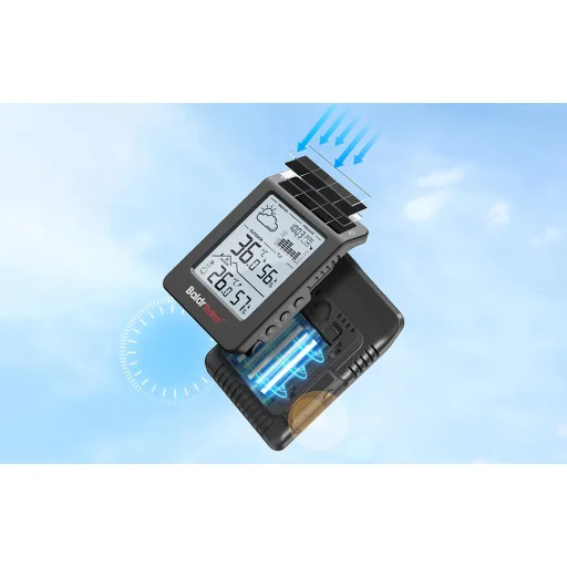BALDRTHERM B0596WT2H2P-V1 napenergiás időjárásállomás kültéri érzékelővel, fekete - 2