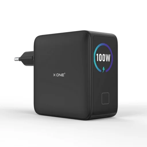 X-ONE ChargePro GaN 100W sieťová rýchlonabíjačka s LCD displejom, čierna - 1