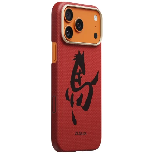 PITAKA Edge Case Ink Horse Painting puzdro pre iPhone 17 Pro Max, cinóbrová červená - 2