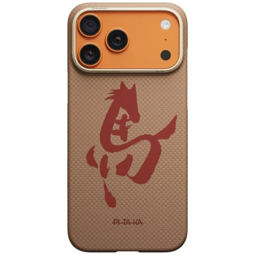 PITAKA Edge Case Ink Horse Painting puzdro pre iPhone 17 Pro Max, zlaté a jadeitové - 1