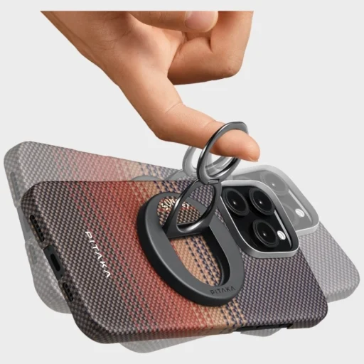 PITAKA MagEZ Grip 3 MagSafe magnetický držiak na telefón, California Dream západ slnka čierna - 4