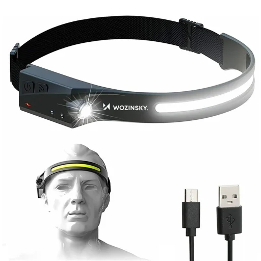 Wozinsky WLC-1200 350 lm CREE LED čelovka so snímačom pohybu, čierna - 2