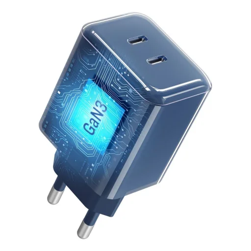 Forcell F-Energy GaN III Crystal Color 60 W-os USB-C hálózati töltő sötétkék USB-C kábellel, VT-60 - 4