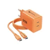 Forcell F-Energy GaN III Crystal Color 60 W sieťová nabíjačka s 2× USB-C konektormi a silikónovým káblom USB-C – USB-C, oranžová, VT-60 thumbnail