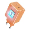 Forcell F-Energy GaN III Crystal Color 60 W-os hálózati töltő 2× USB-C csatlakozóval és USB-C–USB-C szilikonkábellel, narancssárga, VT-60 thumbnail