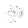 Forcell F-Energy GaN III Crystal Color VT-60 60 W-os hálózati gyorstöltő 2 USB-C porttal és USB-C–USB-C szilikonkábellel, fehér thumbnail