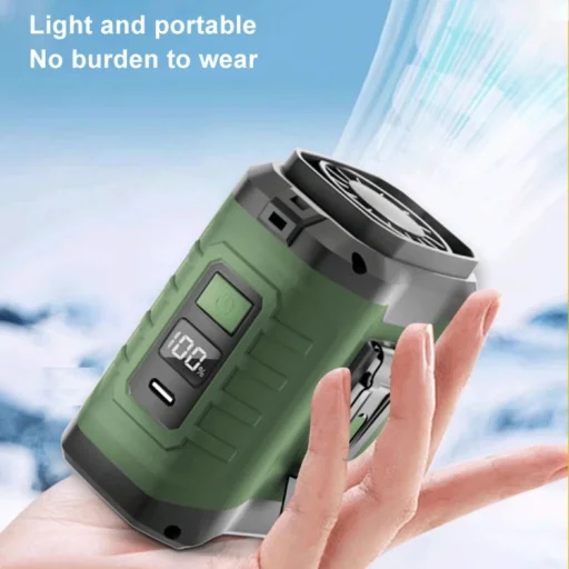 10000 mAh prenosný, na pás zavesiteľný vonkajší USB mini ventilátor so silným prúdením vzduchu (oranžovo-červený) - 3