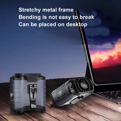 10000 mAh prenosný, na pás zavesiteľný vonkajší USB mini ventilátor so silným prúdením vzduchu (oranžovo-červený) - 5