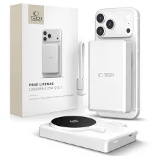 Tech-Protect PB40 LifeMag MagSafe külső akkumulátor 10000 mAh 25 W Qi2.2 fehér-ezüst