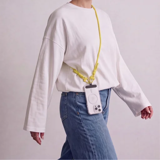 Tech-Protect C5SD Rope CrossBody šnúrkový remienok na telefón kanárikovo žltý - 5