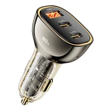 Toocki 2C+A 80 W rýchlonabíjačka do auta s 1× USB-A a 2× USB-C konektormi, čierna