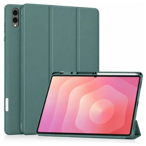Techsuit Flex Trifold puzdro na tablet s držiakom na dotykové pero pre Samsung Galaxy Tab S11 Ultra / Tab S12 Ultra, zelené - 1