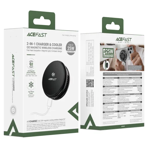 Acefast E47 Qi2 certifikovaná 25W magnetická bezdrôtová nabíjačka so zabudovaným chladením, čierna - 7