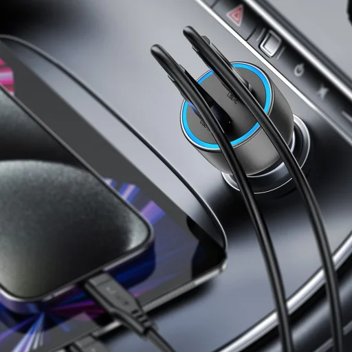 Acefast B21 nabíjačka do auta s USB-C a USB konektorom, 75 W, kovovo sivá - 5