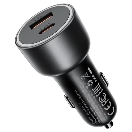 Acefast B21 nabíjačka do auta s USB-C a USB konektorom, 75 W, kovovo sivá - 2