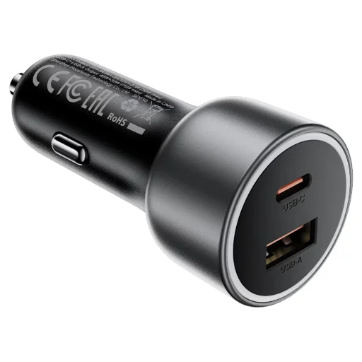 Acefast B21 nabíjačka do auta s USB-C a USB konektorom, 75 W, kovovo sivá - 3