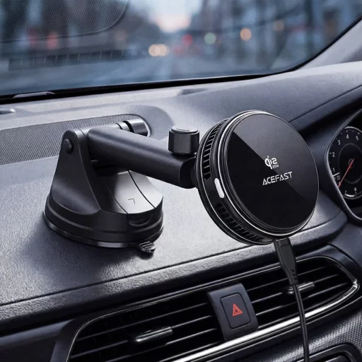 Acefast D67 držiak na telefón do auta s bezdrôtovým nabíjaním, rýchle nabíjanie Qi2, 25W, podpora MAG-Charge, zabudované chladenie, na palubnú dosku, čierny - 6