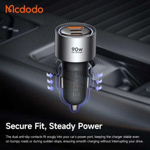 Mcdodo Gana Series CC-3110 90 W autonabíjačka s 2 konektormi USB-C a USB-A, čierna - 6